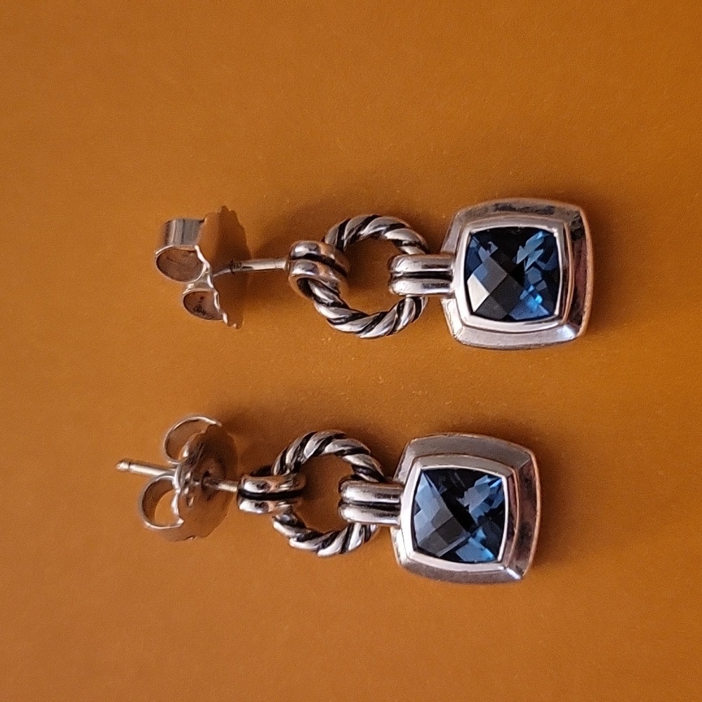 David Yurman topaz 925 silver with 585 gold post earing